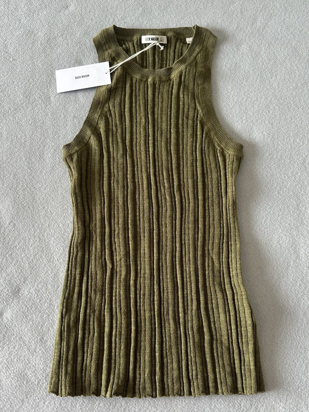 Buck Mason Women's Army Green Coastal Linen Rib Tank Sz SMALL MSRP 80 [CB21]